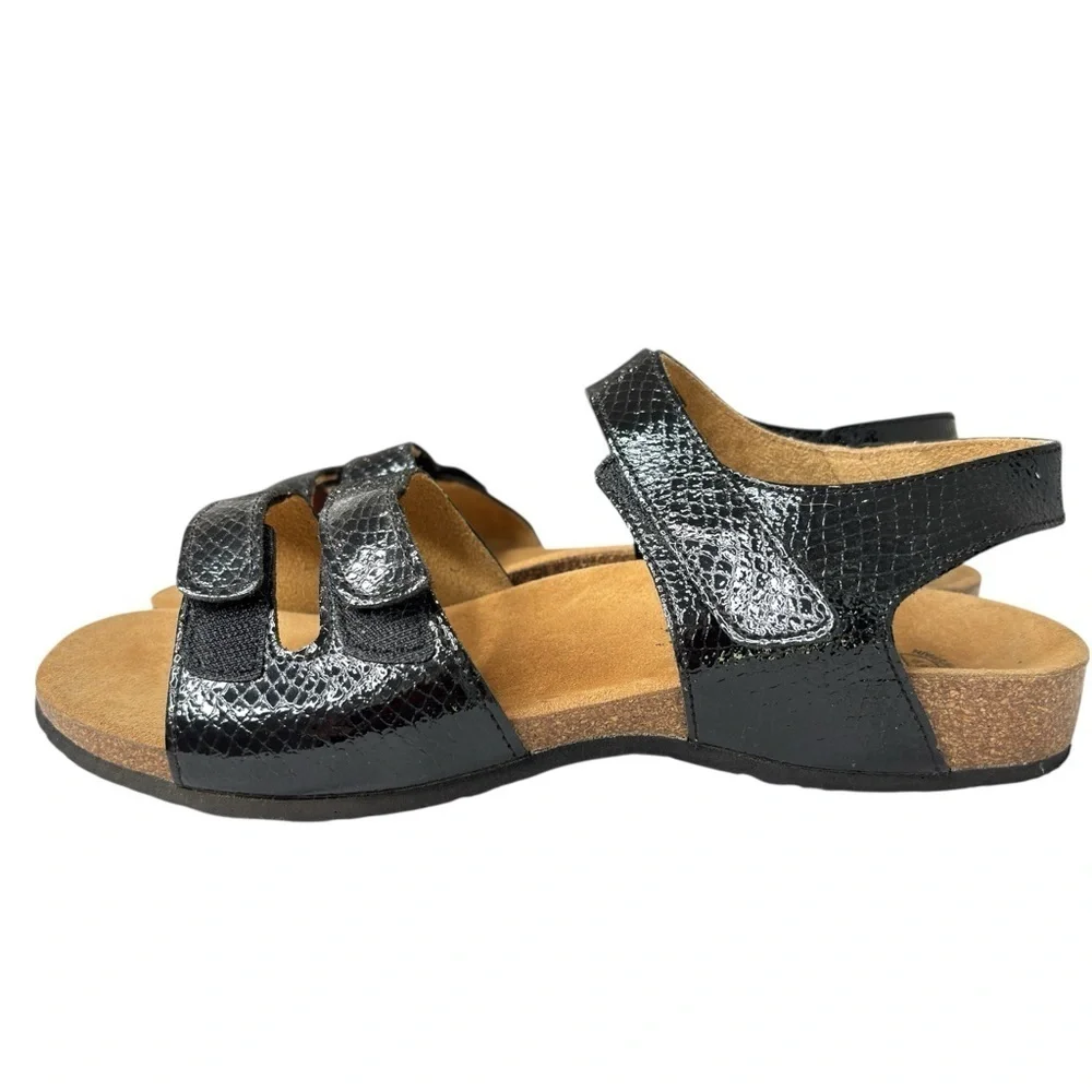 Vionic Valencia Orthaheel Comfort Sandals Size 9 EU 40 Black Croc Embossed